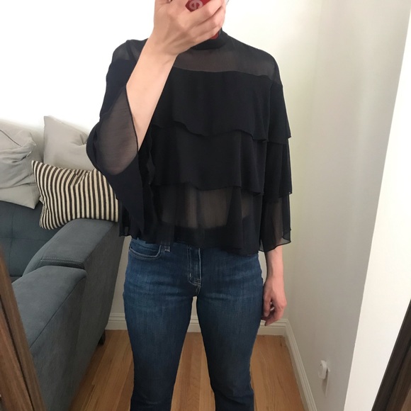 💕Zara💕Sheer Navy Top - Picture 2 of 6
